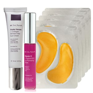 24K goud + antioxidant hydraterende oogbehandelingspads + vitamine E en pepermunt lip plumps 8ml + slangengif + collageen rimpelvuller oogcrème 15