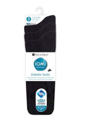 IOMI - 3 paar diabetische sokken voor gezwollen benen - Zwart