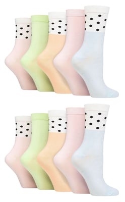 Wildfeet - 10 Paar Dames Bamboe Crewsokken - Jacquard Sokken - Vlekken Pastel