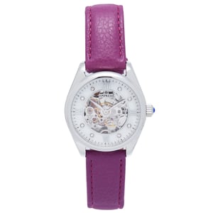 Keizerin Magnolia Automatic MOP Skeleton Dial Leather-Band Watch