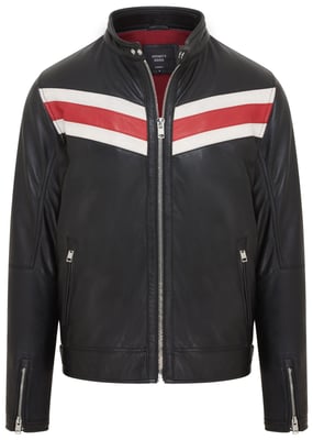 Heren Zwarte Café Racer Biker Leren Jack - Aniak