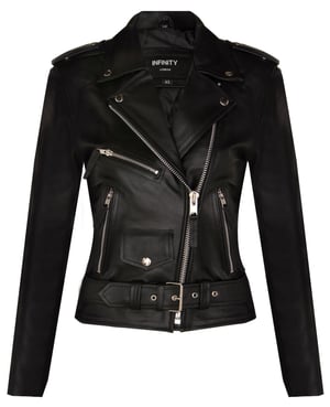 Dames rundleer bikerjack-Mansfield