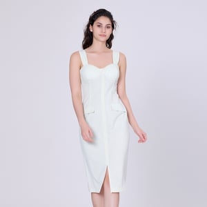Mouwloze schede -jurk mini -stippen print