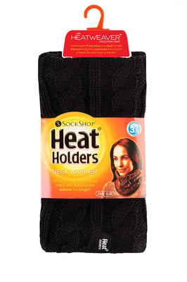 Heat Holders - Kabelgebreide halswarmer voor dames - Zwart