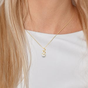 Diamond Pendant 0.060 Cts Gekweekte Pearl Zoetwater 7-8mm ronde witte geel goud