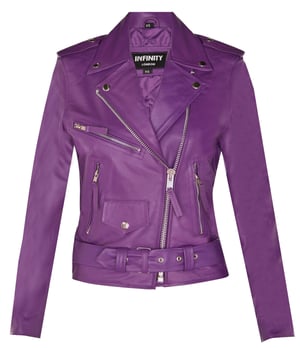 Dames rundleer bikerjack-Mansfield