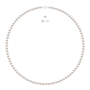 Set - Ketting Rij van Echte Gecultiveerde Parel Akoya Japanse Gecertificeerde Rond 5-6 mm