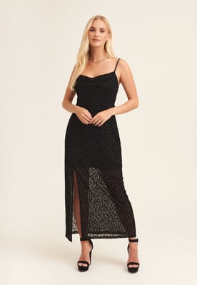 Zwarte midi-jurk met dierenkap