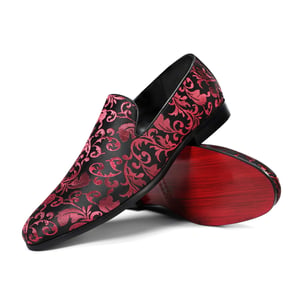Heren Penny Loafers met Elegante Jacquard Rood