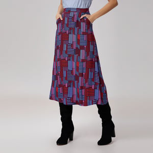 Trapeze midi-rok met grafische print