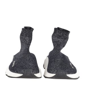 Balenciaga Glanzende Speed Sneakers in Zwart en Zilver Polyester