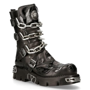 New Rock zwarte puntige gotische laarzen met halfhoge kuit-727-S1