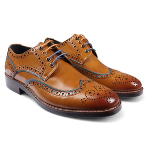 Justin Reess Heren Bruine Brogue Leren Klassieke Dress Schoenen - Simon