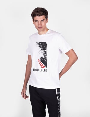 Les Hommes T-shirt Urban Life LHU Mannen Wit