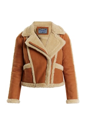 Dreimaster Leren bikerjack Dames cognac