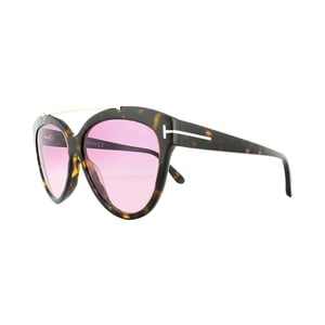 Tom Ford Zonnebril 0518 Livia 52Z Donker Havana Verloop Mirror Violet