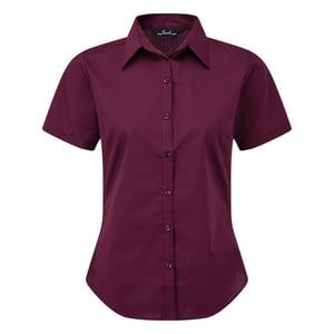Premier Popeline blouse met korte mouwen / Gewoon werkoverhemd (Aubergine)