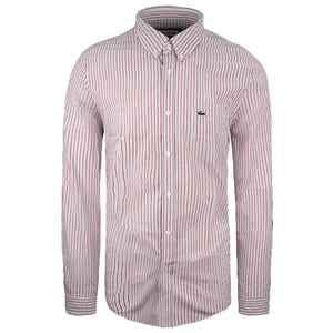 Lacoste Overhemd Rood/Wit Regular Fit Heren