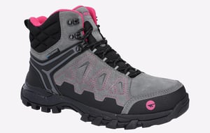 Hi-Tec V-Lite Explorer WP Koe-Suède Leren Wandelschoenen Voor Dames Grijs/Fuchsia