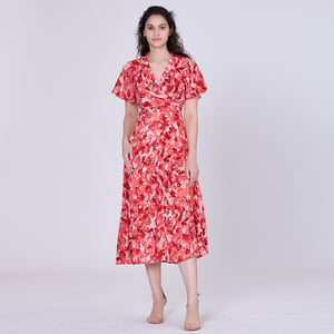 Wikkel midi abstracte print midi -jurk