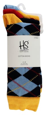 HS by Happy Socks - Heren 3-pack vrolijke novelty dresssokken - Vlek (Marineblauw)