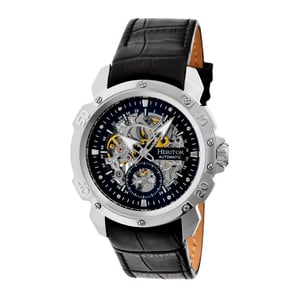 Heritor automatisch Conrad skelet horloge met leren band