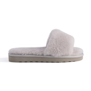 Aus Wooli Australia Womens Schapenvacht Fluff Slide Slippers Grijs