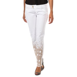 Lange metallic groenblauwe broek