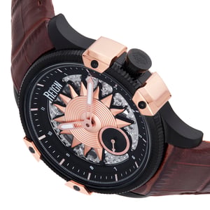 Reign Solstice Automatisch semi-skelet horloge - donkerbruin/roségoud