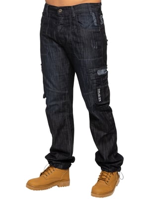 Enzo | Heren Combat Denim Jeans - Donkerblauw