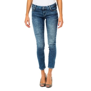 Lange jeansbroek met smal gesneden zomen 10DB50282 vrouw