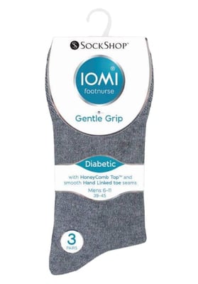IOMI - Set van 6 sokken zonder elastiek diabetische sokken voor heren - Zwart / Marine / Grijs