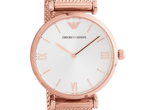 Emporio Armani AR1956 Rosé Gouden Plated Zilveren Wijzerplaat Mesh Armband