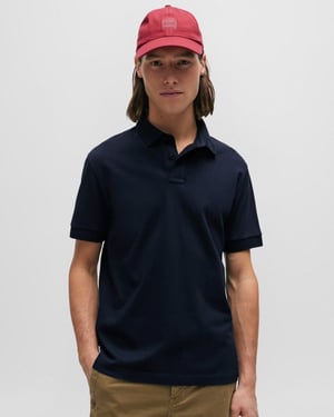 BOSS Orange Passenger Heren Stretch-Katoen Slim-Fit Polo met Logo Patch NOS