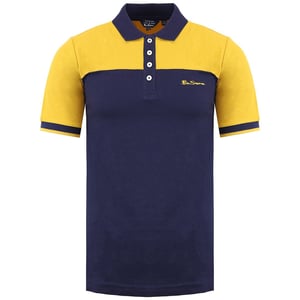Ben Sherman Colour Block Heren Navy/Geel Poloshirt