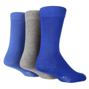 Wild Feet - Set van 3 bamboesokken voor heren | Vlak - Blauw Grijs