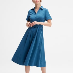 Wijd uitlopende katoenen shirtjurk
