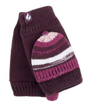 Heat Holders - Thermisch gebreide convertorhandschoen voor dames - Bordeaux