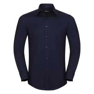 Russell Collectie Heren Lange Mouw Easy Care op maat gemaakt Oxford Shirt (Heldere marine)