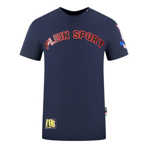 Plein Sport Multi Colour Logos Navy Blue T-Shirt