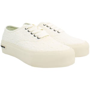 Seavees Legend Platform Borduur Dames Witte Schoenen