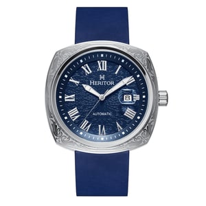 Heritor Automatic Davenport horloge met gegraveerde leren band en datum
