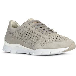 Geox D Sukie B Leren Damestrainers Lichtgrijs