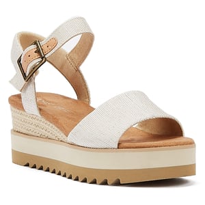 TOMS Diana Canvas Wedge Natuurlijk Dames Sandalen Wit