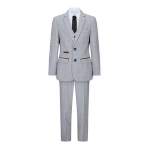 3-delig crèmekleurig tweed geruit vintage retro pak voor jongens