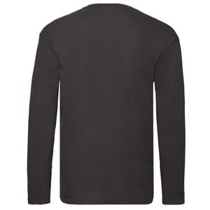 Fruit of the Loom Heren Origineel Effen T-shirt met lange mouwen (Zwart)