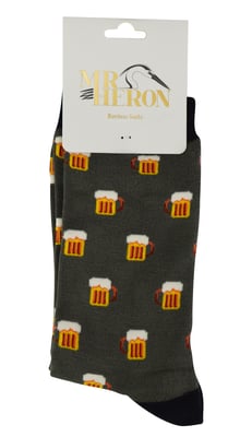 Mr Heron bamboesokken met nieuw patroon voor heren - Bier (Grijs)
