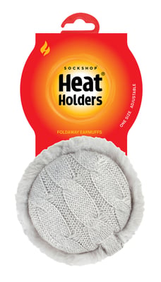 Heat Holders - Gebreide oorwarmers voor dames met imitatiebont - Lichtgrijs