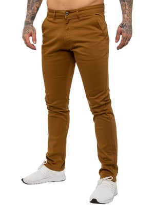 Enzo | Heren Slim Fit Stretch Chino Jeans - Bruin