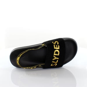 Slydes Coin Slip On Back Strap Flip Flop Sliders Sandalen SS20 Zwart Goud